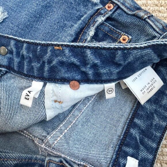 EUC GRLFRND Eva Distressed Denim Mini Skirt Walk This Way High Size 26 REVOLVE - Picture 10 of 15